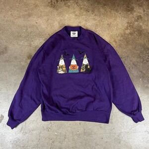 Vintage‎ Gopher Sport Purple Halloween Witches Applique Sweatshirt Womens Large